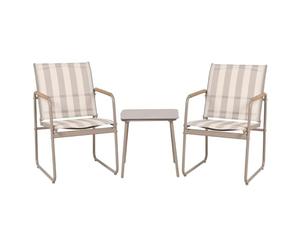 AltoBuy Ensemble Jardin 2 fauteuils avec Table Basse Motifs Rayures Moka et crème - Calico