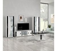 AltoBuy Ensemble Salon Blanc et Aspect marbre Noir - Tahoe