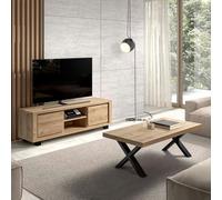 AltoBuy Ensemble Salon Table Basse et Meuble TV Aspect Bois Finition Hudson Oak - URIDSON