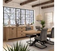 AltoBuy Ensemble séjour Table Castella + Buffet Aspect Bois Finition Castel Oak - Anatole