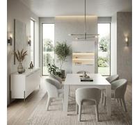 AltoBuy Ensemble séjour Table 190cm laqué Blanc Pieds et poignées métal Anthracite - Carat