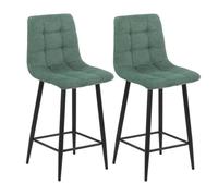 ERNEST - Lot de 2 Tabourets de bar Tissu Gris Pieds Métal Vert - Altobuy Vert G