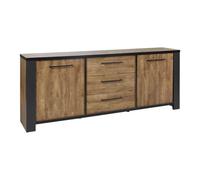 AltoBuy Etienne - Buffet 2 Portes et 3 Tiroirs Aspect Bois Finition Denver et Noir