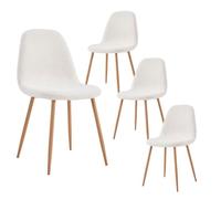 AltoBuy FJARD - Lot de 4 Chaises Blanches Tissu Bouclettes