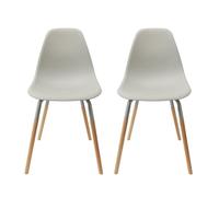 AltoBuy FLUK - Lot de 2 Chaises Polypropylène Gris et Bois