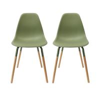 FLUK - Lot de 2 Chaises Polypropylène Vert et Bois - Altobuy Vert