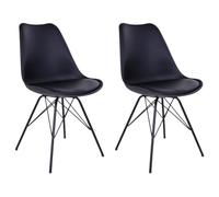 HAGA - Lot de 2 Chaises Noires avec Piétement Métallique - Altobuy Noir