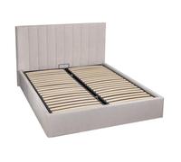AltoBuy Harvey - Lit Coffre 180x200cm 22 Lattes avec tête de lit 114cm Tissu Velours Beige