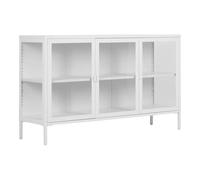 AltoBuy Hendra - Buffet 3 Portes Verre et Acier Blanc