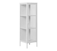 AltoBuy Hendra - Vitrine 1 Portes Verre et Métal Blanc H140cm