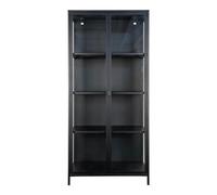 AltoBuy Hendra - Vitrine 2 Portes Verre et Acier Noir H175cm