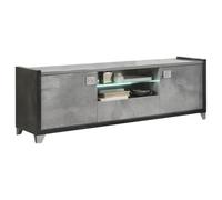 AltoBuy Hoffman - Meuble TV 2 Portes 160cm Gris Aspect Pierre avec LED