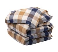 AltoBuy Housse de Couette 240x220cm en Flanelle de Coton à Carreaux Beige - Bastien