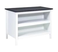 Ilot de Cuisine Blanc et Plateau Anthracite - KENNY -