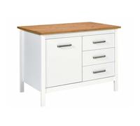 AltoBuy Ilot de Cuisine Blanc et Plateau Effet Bois avec Un côté 1 Porte 3 tiroirs et 1 côté 2 étagères - Kenny