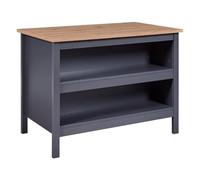 AltoBuy Kenny - Ilot de Cuisine Anthracite et Plateau Effet Bois