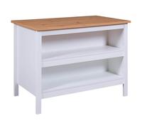 AltoBuy Kenny - Ilot de Cuisine Blanc et Plateau Effet Bois