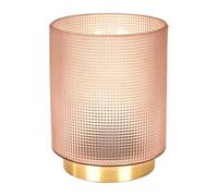 AltoBuy Lampe à Poser en Verre Fumé Embossé Rose Socle Doré - LORI