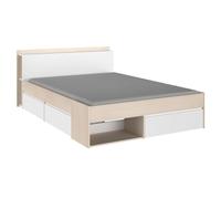 AltoBuy Lit 140x200 avec rangements Aspect Bois et Blanc - FLEST