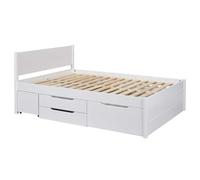 AltoBuy Lit 140x200cm Multi-Rangement en pin Massif Vernis Blanc - EFECT