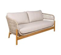 AltoBuy LORIENA - Canapé de Jardin 2 Places en Acacia et Corde Beige avec Coussins