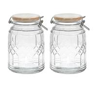 AltoBuy Lot de 2 Bocaux de Conservation 1,8L en Verre Couvercle Bambou - VITRAS