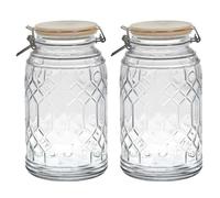 AltoBuy Lot de 2 Bocaux de Conservation 2,3L en Verre Couvercle Bambou - VITRAS
