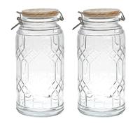 AltoBuy Lot de 2 Bocaux de Conservation 2,7L en Verre Couvercle Bambou - VITRAS