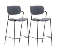 AltoBuy Lot de 2 tabourets de Bar Structure métal Noir Assise et Dossier en PU Brique - AKIMA