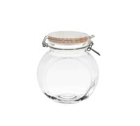 AltoBuy Lot de 3 Bocaux de Conservation Rond Incliné 1,3L en Verre Couvercle Bois - PLAUZ