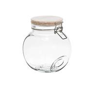 AltoBuy Lot de 3 Bocaux de Conservation Rond Incliné 1,7L en Verre Couvercle Bois - PLAUZ