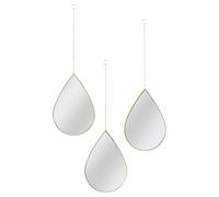 AltoBuy Lot de 3 Miroirs Suspendus Dorés Forme Goutte