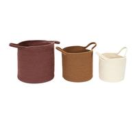 AltoBuy Lot de 3 Paniers Tressés Terracotta Marron et Blanc Crème - Brenda