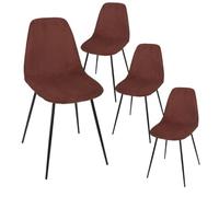 Lot de 4 chaises en velours côtelé coloris terracotta - AMORY