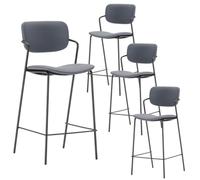 AltoBuy Lot de 4 tabourets de Bar Structure métal Noir Assise et Dossier en PU Brique - AKIMA