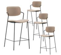 AltoBuy Lot de 4 tabourets de Bar Structure métal Noir Assise et Dossier en PU Gris bleuté - AKIMA