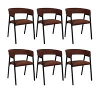 Lot de 6 fauteuils de table design en métal et velours côtelé coloris terracotta - AMORY