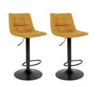 MAGNUS - Lot de 2 Tabourets Acier et Tissu Jaune Moutarde - Altobuy Jaune