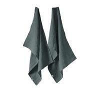 MARGAUX - Lot de 2 Torchons Essuie-vaisselle 50x70cm Lin Lavé Ardoise -
