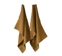 MARGAUX - Lot de 2 Torchons Essuie-vaisselle 50x70cm Lin Lavé Caramel - Altobuy Marron G