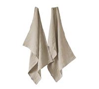 Lot de 2 Torchons Essuie-vaisselle 50x70cm Lin Lavé Sable - MARGAUX -