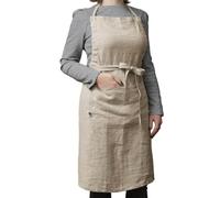 AltoBuy Margaux - Tablier Ajustable avec Poche 70x85cm Lin Lavé Coloris Sable