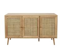 AltoBuy Maya - Buffet 3 Portes Effet Bois et Façades Rotin