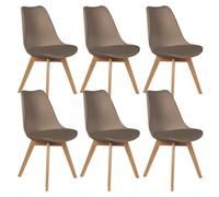 MEDALINE - Lot de 6 Chaises Scandinaves Taupe -