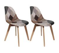 MELO - Lot de 2 Chaises Scandinaves Aspect Vieux Cuir - Altobuy Multicolore