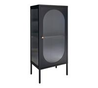 AltoBuy METOS - Vitrine Basse 1 Porte Acier Noir et Verre Ondulé