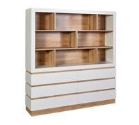 Meuble de cuisine 8 niches et rangements bas 4 portes et 2 tiroirs finition blanc et bois - DUALIS - ALTOBUY Blanc