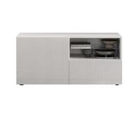 AltoBuy Meuble TV 1 Porte 1 tiroir Blanc façades Relief à stries Verticales - Janeiro Blanc