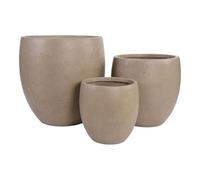 AltoBuy MOKIH - Lot de 3 Jardinières Marron en Fibre d'argile