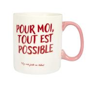 Mug XXL 70 cl en céramique blanc et rose avec message esprit Girl Power - - ALTOBUY Blanc